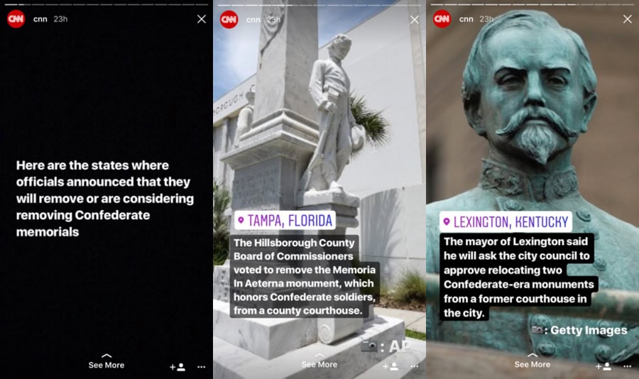 CNN: Updating stories to keep users up-to-date.